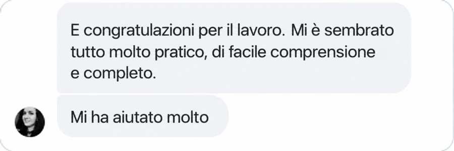 Message d'une dentiste italienne sur le kit, en italien