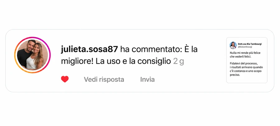 Recommandation du kit, écrite par une cliente en Italie